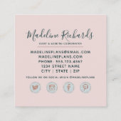 エメラルド&バラ金ゴールド水彩大理石アガテギルド スクエア名刺 (裏面)