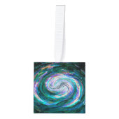 エメラルド&パープル銀河系 キューブオーナメント (正面)