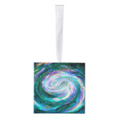 エメラルド&パープル銀河系 キューブオーナメント (右)