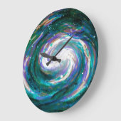 エメラルド&パープル銀河系 ラージ壁時計 (傾斜)