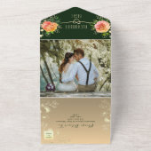 エメラルド ピーチ ローズ フローラル ウェディング オールインワン招待状 (外側)