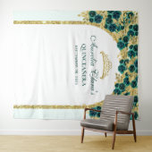 エメラルド フローラル プリンセス ゴールド アーチのキンセアニエラ タペストリー (インサイチュ(横))