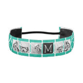 エメラルド&ブラックインスタグラム5フォトコラージモノグラム アスレチックヘッドバンド (正面)