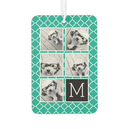 エメラルド&ブラックインスタグラム5フォトコラージモノグラム カーエアーフレッシュナー (裏面)