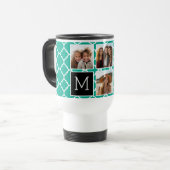 エメラルド&ブラックインスタグラム5フォトコラージモノグラム トラベルマグ (正面左)