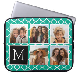 エメラルド&ブラックインスタグラム5フォトコラージモノグラム ラップトップスリーブ