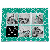 エメラルド&ブラックインスタグラム5フォトコラージモノグラム ラージペーパーバッグ (正面)