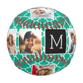 エメラルド&ブラックインスタグラム5フォトコラージモノグラム 野球ボール (裏面)