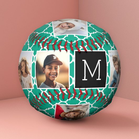 エメラルド&ブラックインスタグラム5フォトコラージモノグラム 野球ボール