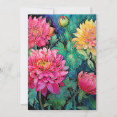 エメラルド、ホットピンクと金ゴールド結婚フローラ 招待状 (裏面)