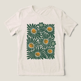 エメラルド・メドウ 女性用 抽象的フラワー Tシャツ トリ