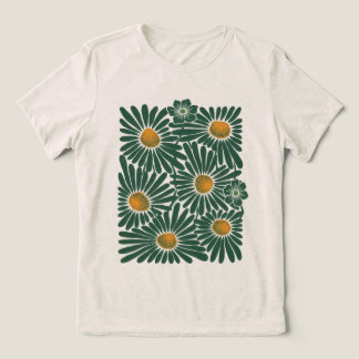 エメラルド・メドウ 女性用 抽象的フラワー Tシャツ トリ