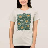 エメラルド・メドウ 女性用 抽象的フラワー Tシャツ トリ (正面)