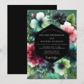 エメラルド ルミナス フローラ ウェディング 招待状 (正面/裏面)