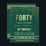 エメラルド |予算金ゴールド紙吹雪40th誕生日パーティー<br><div class="desc">エメラルド |予算金ゴールド紙吹雪40th誕生日パーティの招待状。こフォーマルの、トレンディーエレガント、40歳のバースデモダンィーパーティーの招待は適して男性へいる。黄金のクリーンな線スタイリッシュ、大文字のゴシック様式の台本、およびエメラルドグリーンの背景にフェイクある洗練された金ゴールドフォイルの文字を含み、シャワー、きらめく金ゴールド紙吹雪およびパーティーストリーマーのシャワーを含むきらめく。</div>