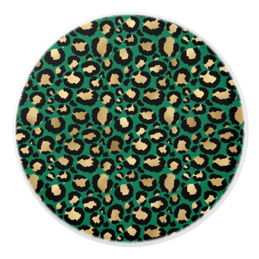 エメラルド&金ゴールドサファリシリーズデザイン3 セラミックノブ (正面)