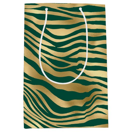エメラルド&金ゴールドサファリシリーズデザイン4 ミディアムペーパーバッグ (正面)