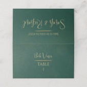 エメラルド&金ゴールドジュエルトーン結婚ズ プレイスカード (外部開封)