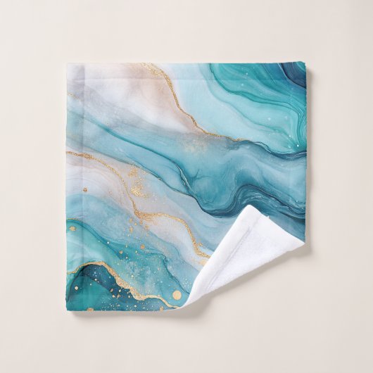 エメラルド&金ゴールドマーブルエレガンス ウォッシュタオル (ウォッシュタオル)