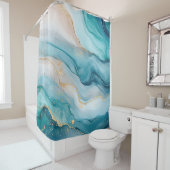 エメラルド&金ゴールドマーブルエレガンス シャワーカーテン (インサイチュ)