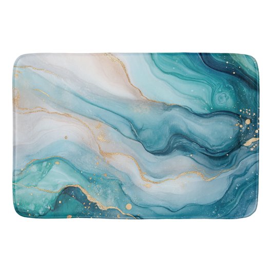 エメラルド&金ゴールドマーブルエレガンス バスマット (正面)