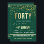 エメラルド |金ゴールド紙吹雪40th Birthdayパーティー 招待状<br><div class="desc">エメラルド |金ゴールド紙吹雪40th誕生日パーティの招待状。こフォーマルの、トレンディーエレガント、40歳のバースデモダンィーパーティーの招待は適して男性へいる。黄金のクリーンな線スタイリッシュ、大文字のゴシック様式の台本、およびエメラルドグリーンの背景にフェイクある洗練された金ゴールドフォイルの文字を含み、シャワー、きらめく金ゴールド紙吹雪およびパーティーストリーマーのシャワーを含むきらめく。</div>
