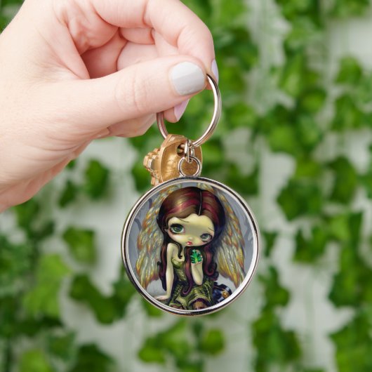 "エメラルド" Keychainとの天使 キーホルダー (手)