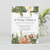 エメラルドn赤面フローラアイボリー牡丹バラ結婚ズ 招待状 (スタンド正面)