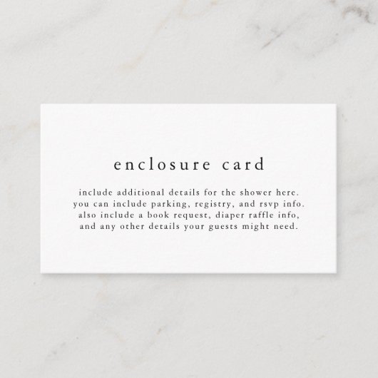 エメリアユニーク白黒ボホシンプルベイビーシャワー エンクロージャーカード (正面)