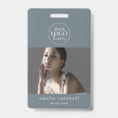 エメリア ブルー セキュリティ ネームタグ フォト 従業員 ID バッジ (正面)