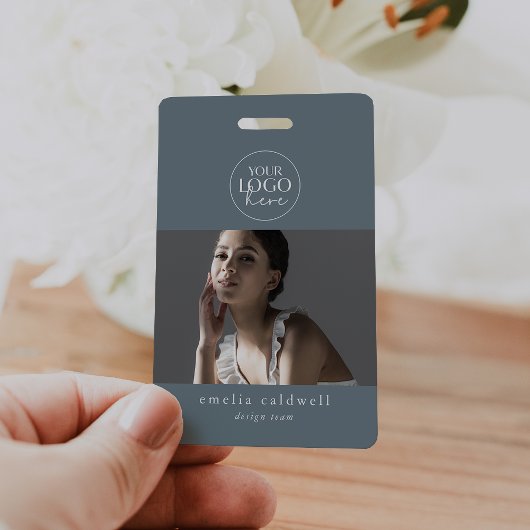 エメリア ブルー セキュリティ ネームタグ フォト 従業員 ID バッジ