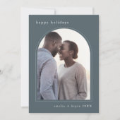 エメリア ブルー ハッピー ホリデー かわいい ファミリー フォト シーズンカード (正面)