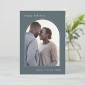 エメリア ブルー ハッピー ホリデー かわいい ファミリー フォト シーズンカード (スタンド正面)