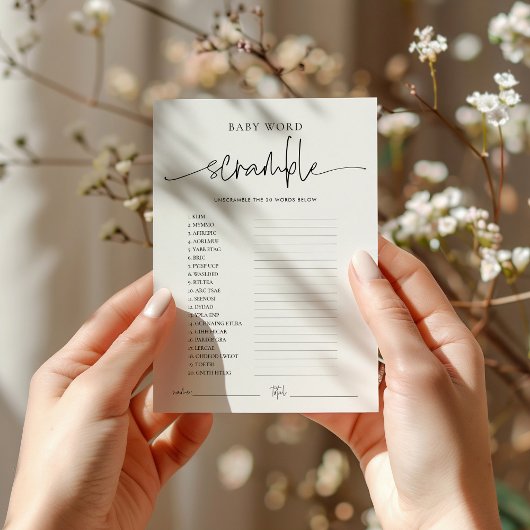 エメリーウィムシワードスクランブルベビーシャワーゲームカード アドバイスカード