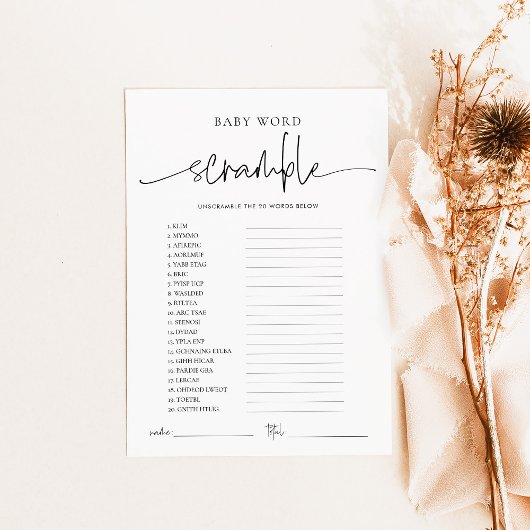 エメリーウィムシワードスクランブルベビーシャワーゲームカード アドバイスカード