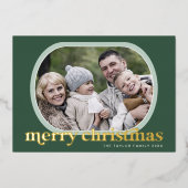 エメリーグリーンゴールドフォイルフォトシンプルクリスマスメリークリスマス 箔シーズンカード (正面)