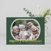 エメリーグリーンゴールドフォイルフォトシンプルクリスマスメリークリスマス 箔シーズンカード (立ち正面)