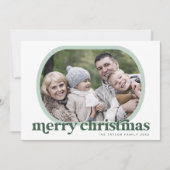 エメリーグリーンファミリーフォトシンプルクリスマスメリークリスマス シーズンカード (正面)