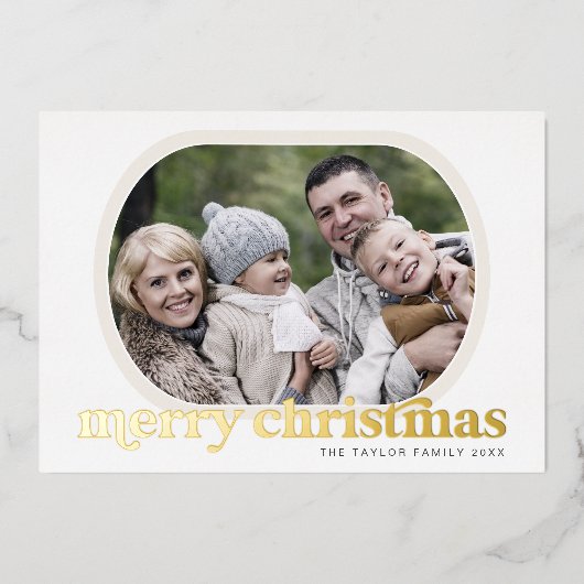 エメリーゴールドフォイルフォトシンプルクリスマスメリークリスマス 箔シーズンカード (正面)