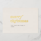 エメリーゴールドフォイルレトロおもしろいシンプルメリークリスマス 箔シーズンカード (正面)