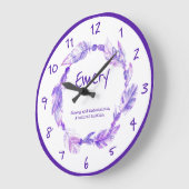 エメリーフェザービーズリース名（紫） ラージ壁時計 (傾斜)