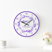 エメリーフェザービーズリース名（紫） ラージ壁時計 (ホーム)