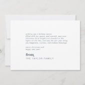 エメリーブルーファミリーフォトシンプルクリスマスメリークリスマス シーズンカード (裏面)