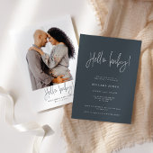 エメリー |赤エレガントちゃんシャワーHello石板ブルー 招待状