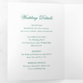 エメ伝統的ラルドグリーンフォーマルエレガントな結婚式 三つ折り招待状 (内部最初)