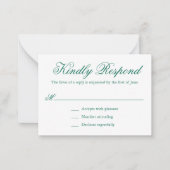 エメ伝統的ラルドグリーンフォーマルミニウェディングRSVP ノートカード (正面)