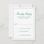 エメ伝統的ラルドフォーマルグリーンエレガントな結婚式 出欠カード (正面)