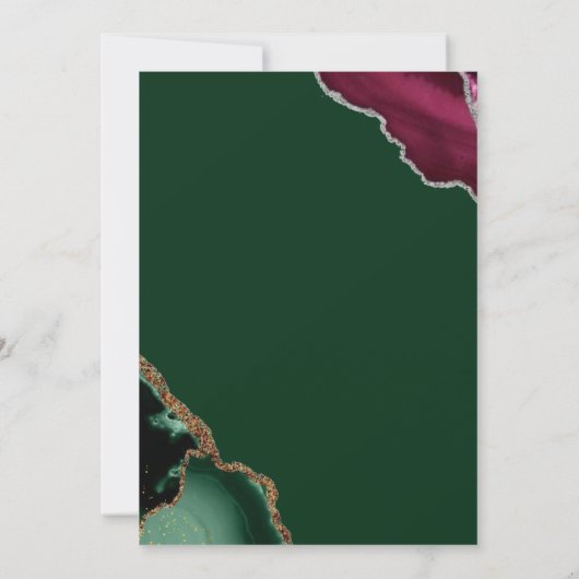 エメ王室のラルドグリーンピンクアゲート結婚ズ 招待状 (裏面)