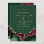 エメ王室のラルドグリーンピンクアゲート結婚ズ 招待状 (正面/裏面)