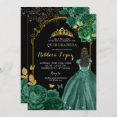 エメ王室のラルドグリーンブラックガールズキンセアニラ 招待状 (正面/裏面)